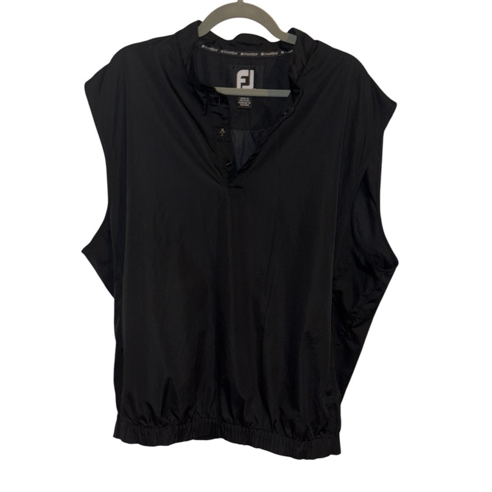 FootJoy Golf Vest Mens Large Black 1/4 Snap Pullover Sleeveless Windbreaker | L